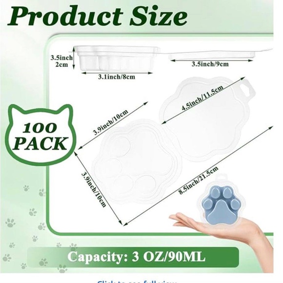 100 PawPrint Wax Melt Mold Clamshells - Picture 3 of 5